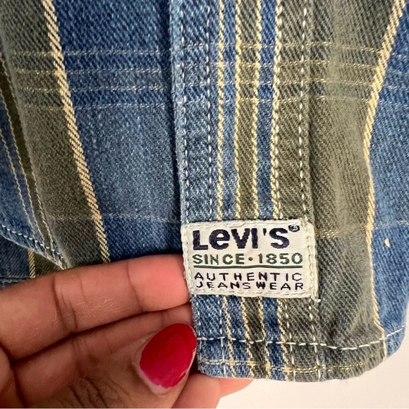 Vintage Levi's Silver Tab Plaid Shirt Casual Button Up Denim Long Sleeve Holiday - Picture 8 of 12